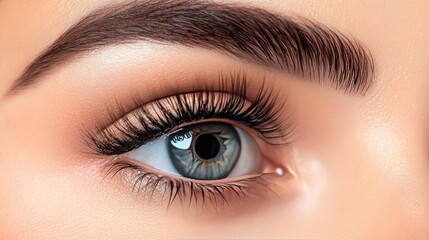 Obraz premium Close-up of a Beautiful Eye with Long Lashes