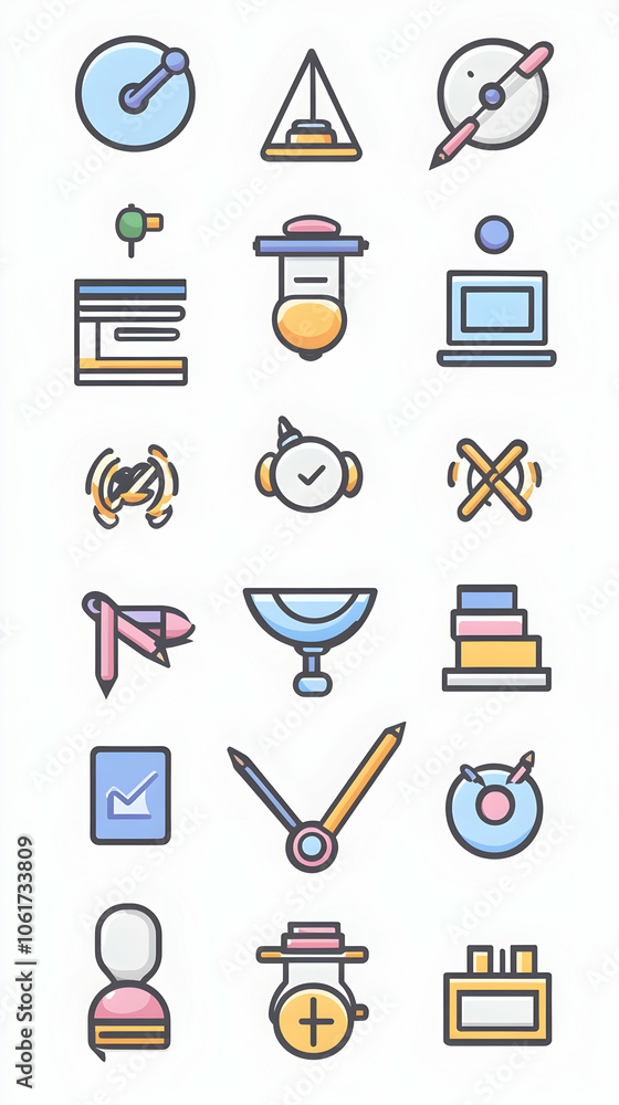 Poster colorful icons set for web design, app development, and user interface.