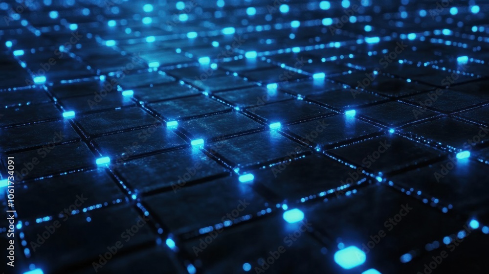 Aufkleber abstract grid with blue glowing points, representing connectivity in modern business and tech enviro