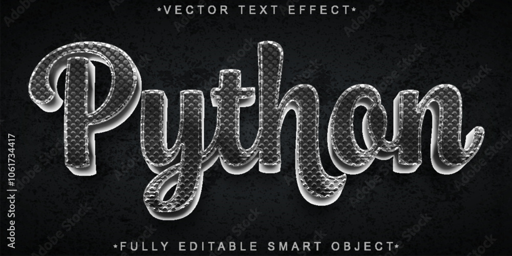 Poster gray phyton snake vector fully editable smart object text effect