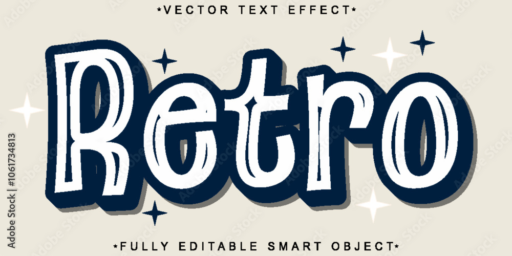 Poster retro vintage vector fully editable smart object text effect