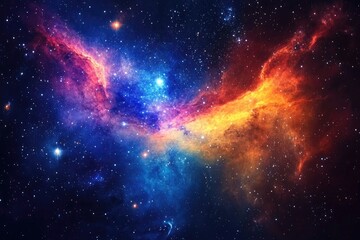 Fototapeta premium Cosmic Nebula with Bright Stars and Glowing Gas Clouds