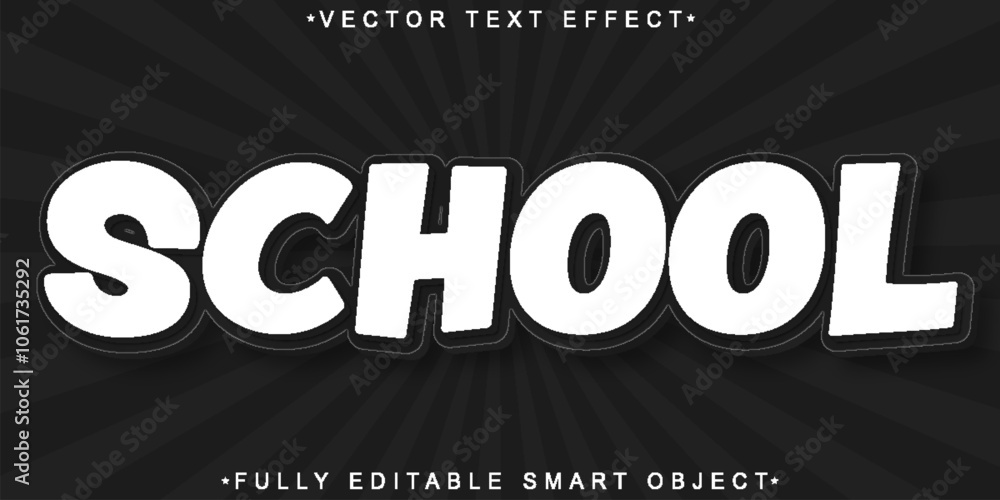 Poster collage school vector fully editable smart object text effect