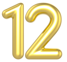 12 Number Gold Render