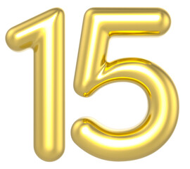 15 Number Gold Render