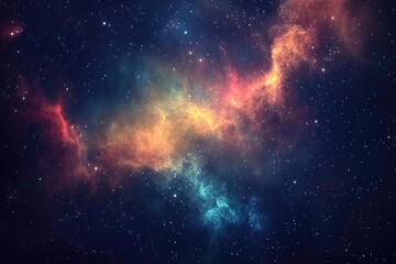 A Starry Night Sky with Colorful Nebulae