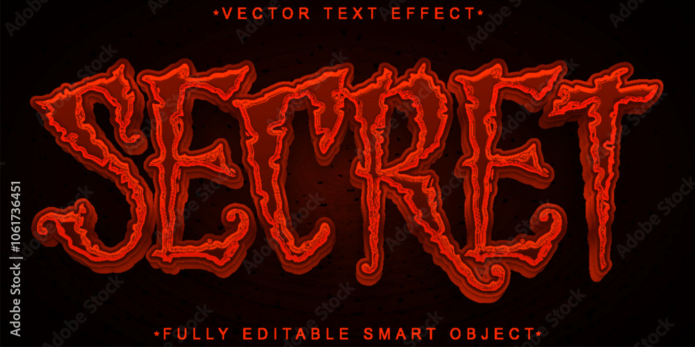 Poster red secret vector fully editable smart object text effect