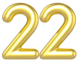 22 Number Gold Render