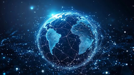 Abstract digital globe with glowing connections, Technology 3d globe planet earth