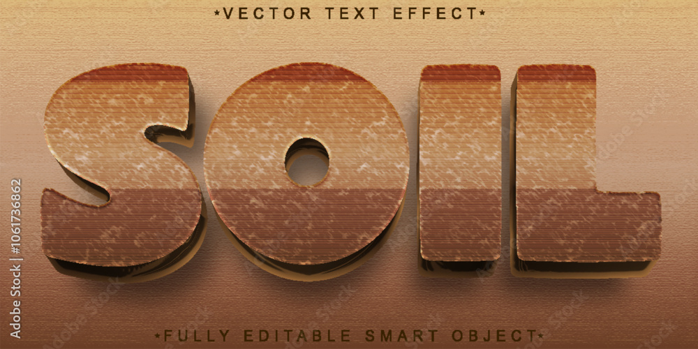 Aufkleber cartoon brown soil vector fully editable smart object text effect