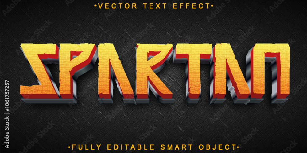 Poster spartan warrior vector fully editable smart object text effect