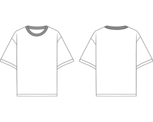 oversized t shirt vector tee Shirt fashion flat drawing illustration template template