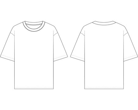 oversized t shirt vector tee Shirt fashion flat drawing illustration template template