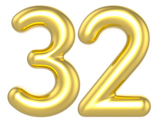 32 Number Gold Render