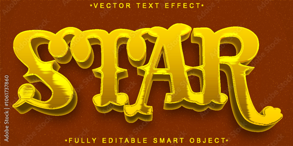 Poster gold star vector fully editable smart object text effect