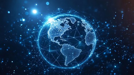 Abstract digital globe with glowing connections, Technology 3d globe planet earth