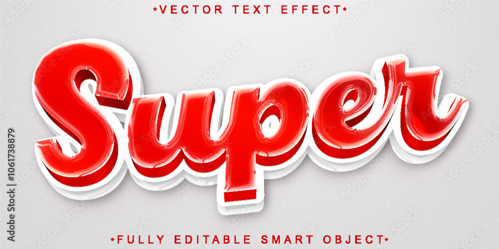 Poster cartoon super vector fully editable smart object text effect