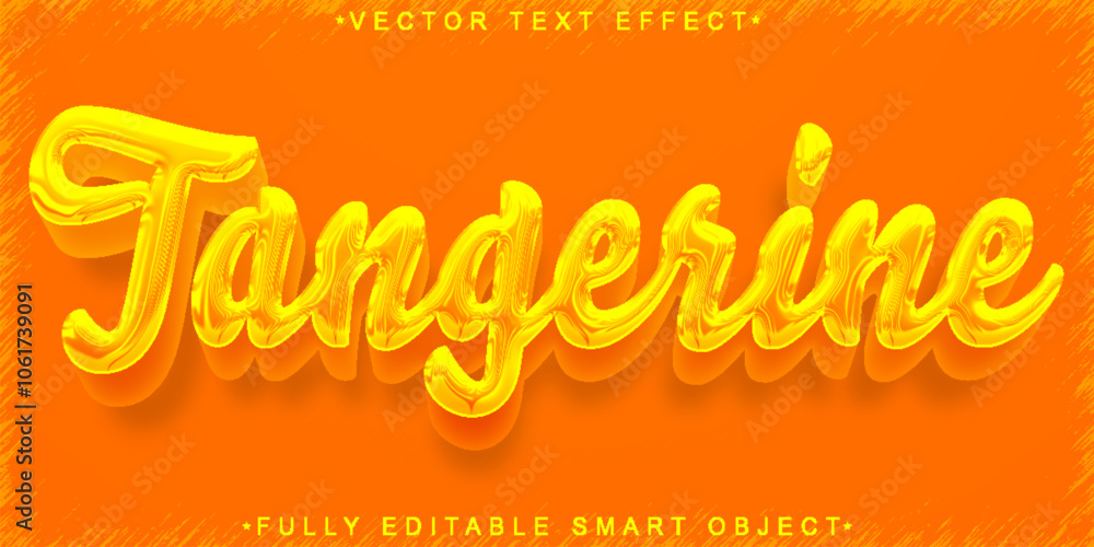Poster yellow tangerine vector fully editable smart object text effect