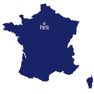 silhouette map of france with country capitals