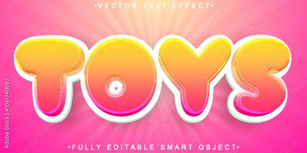 Poster cartoon soft colors toys vector fully editable smart object text effect