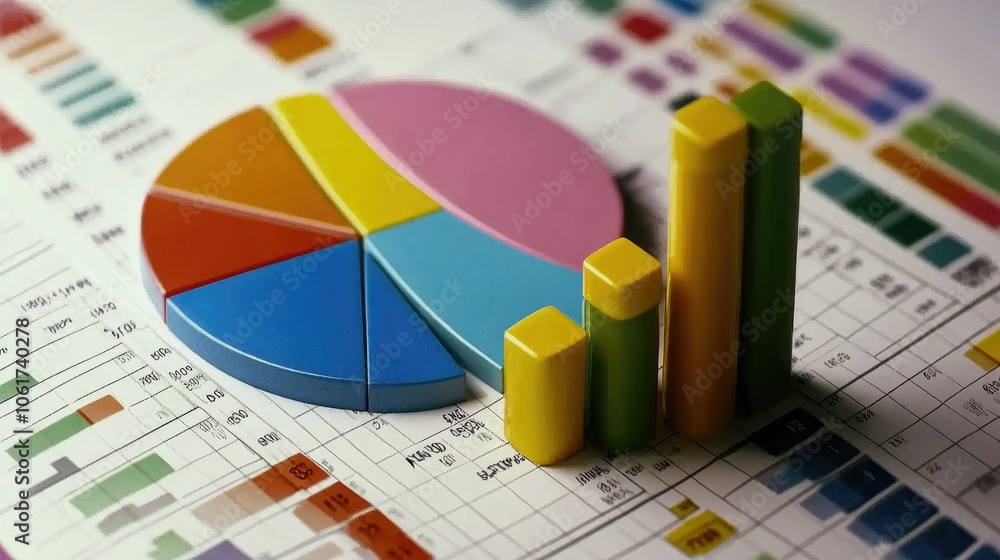 Poster colorful charts and graphs for data visualization