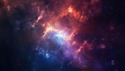 A Cosmic Nebula With Red, Orange, And Blue Hues