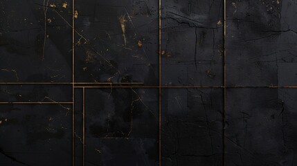 Black abstract background and golden lines illustration