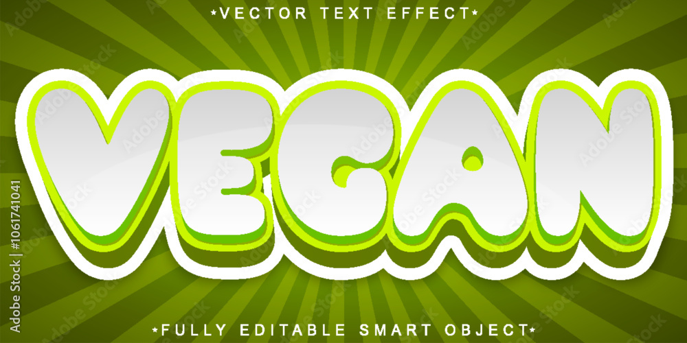 Poster green natural vegan vector fully editable smart object text effect