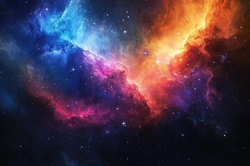 Cosmic Nebula with Vibrant Colors and Scattered Stars