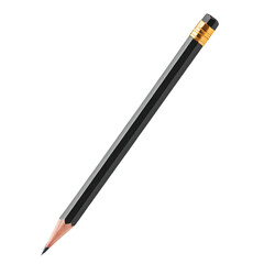 Black pencil isolated on white transparent background, png element clipart