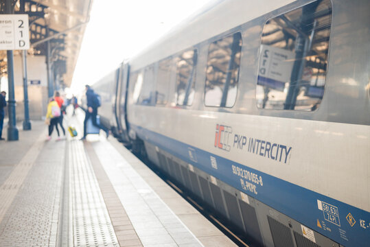 Gdansk Poland, October 24, 2024, high-speed train pkp intercity at the main railway station