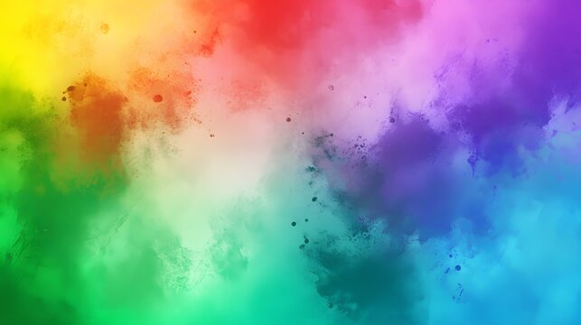 A burst of multi-colored particles against a black background. Vibrant dust scattering.