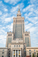 Naklejka premium Palace of Culture and Science in the city center of Warsaw Poland