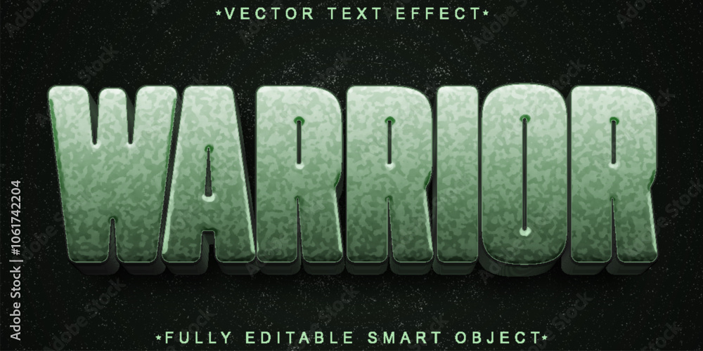 Poster warrior vector fully editable smart object text effect