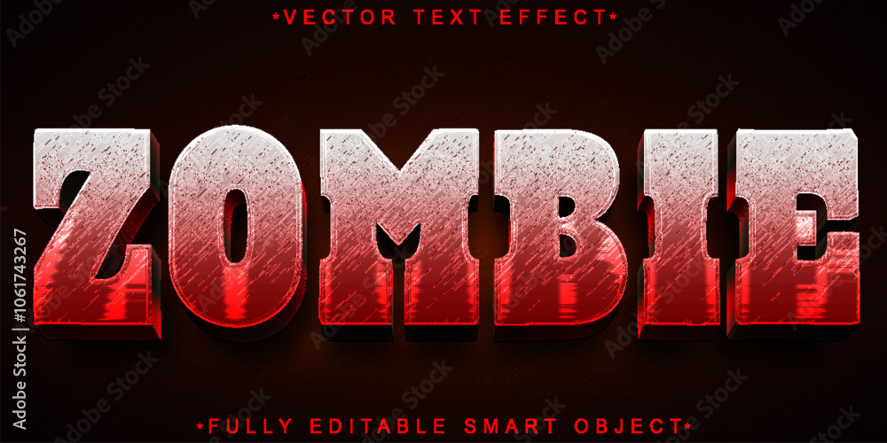 Poster red blood zombie vector fully editable smart object text effect