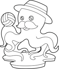 Fototapeta premium Octopus Volleyball player Volleyball Animal Vector Graphic Art Illustration