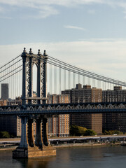 Naklejka premium The Manhattan Bridge in New York City during the sunrise