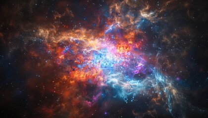 Fototapeta premium A Cosmic Nebula with Red, Blue, and Orange Hues