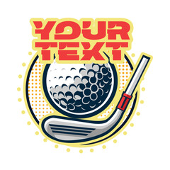 Golf logo. Golf putter and ball. Vector illustration