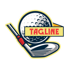 Golf logo. Golf putter and ball. Vector illustration