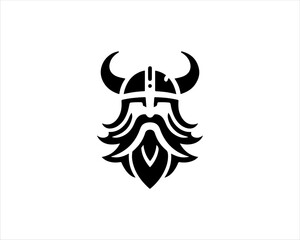 Fototapeta premium Viking Head Logo Design Vector Template. Human Viking Logo Design Icon Symbol Vector Illustration.