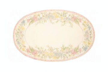 Garden floral pastel oval ripped paper porcelain platter plate.