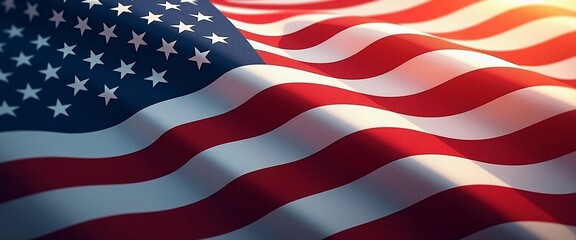 Fototapeta premium Close-Up of the American Flag with Waving Stripes 