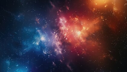 Fototapeta premium A Celestial Tapestry of Blue and Orange Nebulae with Scattered Stars