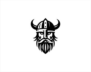Viking Head Logo Design Vector Template. Human Viking Logo Design Icon Symbol Vector Illustration.