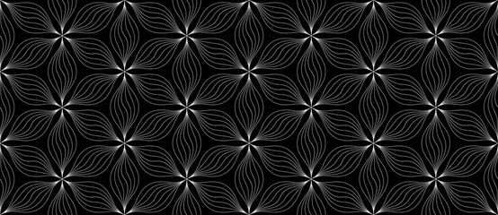 Abstract seamless vector background. Monochrome, geometric, floral, seamless pattern.