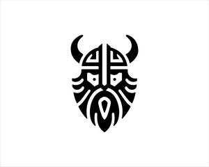 Viking Head Logo Design Vector Template. Human Viking Logo Design Icon Symbol Vector Illustration.