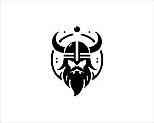 Viking Head Logo Design Vector Template. Human Viking Logo Design Icon Symbol Vector Illustration.