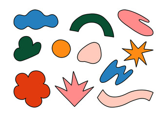 Collection of Abstract Outlined Shapes. A versatile set of 11 abstract hand-drawn shapes with bold outlines, designed to enhance creative projects with minimalist and modern art elements