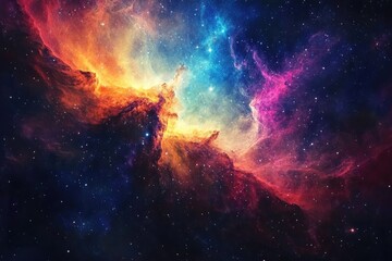 Fototapeta premium A Cosmic Nebula with Vibrant Colors and Starry Dust
